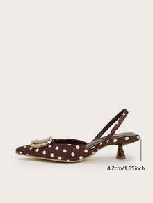 Sepatu hak tinggi wanita model terbaru 2025 dengan gesper logam, ujung runcing elegan. - Coklat - View 5