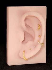 1pc 16G Titanium Steel Moon Goddess Flat Back Screw Ear Stud | Stacked Earring | Cartilage Earring | Lobe Earring | Helix Earring (Not A Pair) - Goddess Moon - View 8