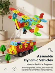 300/500 piezas Bloques de construcción creativos DIY para niños, modelo de casa, bloques de rompecabezas, ensamblaje, desarrollo de la imaginación, entrenamiento de coordinación mano-ojo, interacción padres-hijos, juguete educativo, regalo para niños y niñas de 3-12 años, regalo de cumpleaños - Multicolor - Ver 5