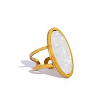 Occident Exaggeration Oval Vintage Rings For Women Stainless Steel Temperament Metal Ring Jewelry Gift - Gold - View 7