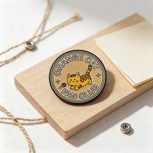1 Pc Of Funny Home Orange Cat Enamel Brooch Monitoring Window Office Chair Cute Cat Clothing Pin Canvas Bag Decoration - Multicolor - View 4