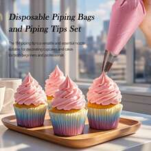 3 Pieces Large 1M Piping Tips, Piping Bags And Tips Set With 20 Disposable Piping Bags For Cake Decorating, Stainless Steel Open Star Piping Tips With Pastry Bags For Cupcakes Icing Frosting - Multicolor - View 3