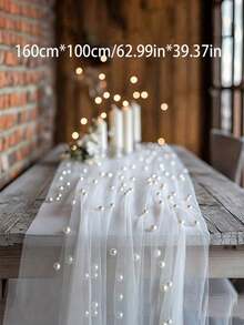 1pc White/Black Pearl Tulle Mesh Fabric, DIY Gauze For Table Runner, Ceremony Backdrop, Home Decor, Room Decoration, Birthday Party Decor And Valentine's Day Ceremony Arrangement, Creating Romantic Atmosphere - A - View 14