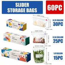 60pcs/50Pcs/45Pcs/25Pcs/15Pcs Assorted Sizes Ziplock Food Storage Bags In Dispenser Box, Leakproof Reusable Seal Bags With Cute Cartoon Prints, Easy-Tear Clear Plastic Food Bags For Snacks Fruits Vegetables Meal Prep Travel Organization - Yellow - View 14