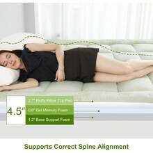 Pillow Top Mattress Topper Full Size, 4.5" Cooling Dual Layer Mattress Topper (2.7" Extra Thick Soft Plush Mattress Pad & 0.6" Gel Memory Variant 1 - Dual Layer Topper - View 2
