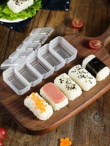 1pc 10-Cavity Battleship Sushi Mold, 5-Cavity Rice Ball Sushi Mold Set, PP Non-Stick Rice Ball Maker, Easy Release Hand-Pressed Sushi Making Tool, DIY Japanese Sushi Bento Lunch Kitchen Gadget, Suitable For Picnic And Camping - View 7