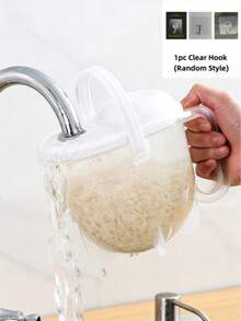1pc Quick Rice Washer Dual Outlet Design Plastic Rice Strainer With Filter Basket, Grain Bean Fruit Vegetable Cleaning, Convenient Kitchen Vegetable Washing Tool, Essential Practical Cooking Accessory - One Size - View 13