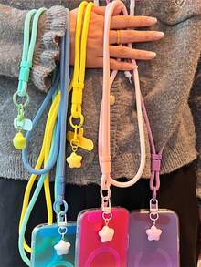 2 peças/1 peça Alça de Nylon Trançada Ajustável para Celular, Alça Transversal, Adequada para Viagens ao Ar Livre, Caminhadas, Unissex, Suporte Curto para Celular, Alça de Pulso para Smartphone, Alça Protetora para Smartphone, Chaveiro, Pingente de Celular, Encanto de Celular, Volta às Aulas, - Multicolorido - Visão 1