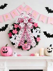 Pink Halloween String Ribbon 2 Rolls 1.47in Wide Total Length 10 Yards Soft Pink Style Girl's Style Halloween Ghost String Ribbon Creative Handmade Material Ribbon Bow. - Pink Halloween Ribbon - View 4