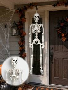 Multi-Size Foldable Hanging Skeleton Halloween Decor, Movable Joint Plastic Skeleton Prop, Suitable For Haunted House Party, Porch, Door, Wall, Yard, Window, Photo Booth And Seasonal Home Decoration - Skull Series - View 4