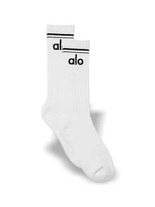 Alo Yoga Socks & Leggings 2 Pieces Set Lightweight Breathable - White+Navy - View 2
