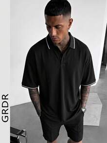 Camisa polo de moda para hombre GRDR | Diseño exquisito | Esencial de verano | Fácil de combinar | Muestra tu estilo - Negro - Ver 3