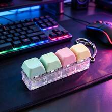 1pc Colorful Keyboard Stress Relief Finger Button Keychain, 4-Key Clickable Key Ring, Anti-Stress Finger Press Keychain, Car Key Ring, Bag Pendant, Gift - Multicolor - View 6