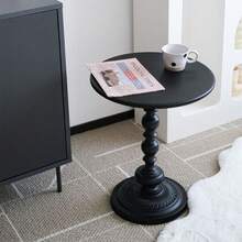Vintage Matte Metal Round Pedestal Side Table Multi-Use Small Accent End Table & Nightstand - Black - View 8