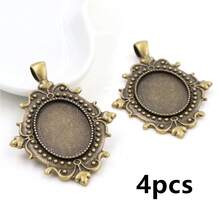4pcs 18x25mm Inner Size Antuique Oval Pendant Cabochons Blank Base Setting Bezel Tray DIY Jewelry Making Accessories - Pendant Cabochon Base - View 6