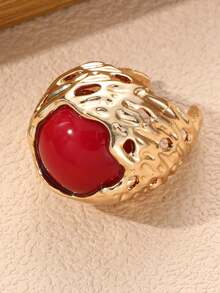 NAIZHU 1/4pcs Luxury Vintage Old Money Style Resin & Metal Rings For Women, Daily Wear, Date, Party Accessory - Multicolor - View 16