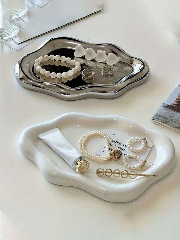 Large Cloud-Shaped Jewelry Tray, Suitable For Storing Necklaces, Earrings, Watches, Rings And Other Jewelry; Unisex, Suitable For Placement In Bedroom, Bathroom Vanity, Desk And Other Various Scenes; Ideal Choice For Home Jewelry Organization.
