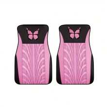 4pcs Pink Butterfly Print Car Floor Mats, 2D Flat Texture Non-Slip Material, Durable, Precise Edging, Suitable For Multiple Car Models, Special Gift For Your Partner - A - View 8