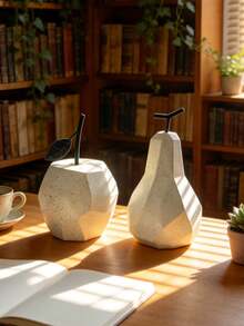 1pc Modern Geometric Resin Fruit Ornament, Abstract Spotted Apple Pear Sculpture, Suitable For Living Room Coffee Table Bookshelf Decor, Home Desktop Decoration, Creative Gift - Ornaments - View 2