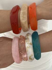4/3/1pc Vintage Elegant Casual Style Women's Colorful Acrylic Bracelet Set Suitable For Daily Layering - Colorful - View 1