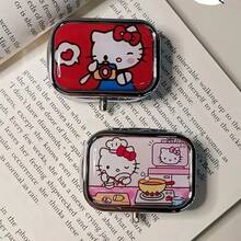 1 buah Kotak Penyimpanan Logam Sanrio Hello Kitty, Kotak Obat Sekat, Kotak Perhiasan Mini Kartun Lucu, Wadah Penyimpanan Kawaii - Satu ukuran cocok untuk semua. - View 8