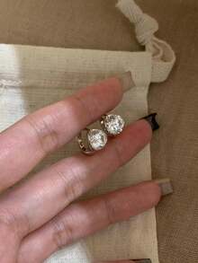 Women's Super Shiny Cubic Zirconia Geometric Earrings - White Gold Zirconia Stud Earrings - View 3