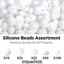 210pcs/Set Macaron Silicone Beads Mix Set Focal Spacer Beads DIY Jewelry Craft Accessories For Necklace Bracelet Keychain ID Lanyard Beading Supplies - Mixed Set a - View 8