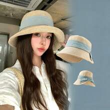 New Hot-Selling Fashion Personalized Elegant Versatile Japanese Style Linen Bow Bucket Hat Women's Summer Wide Brim Sun Protection Bucket Hat Breathable Lightweight Back Split Sun Hat - Upgraded Linen Wrinkle - View 2