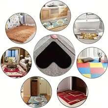 2/4/6/8/10/14Pcs Heart-Shaped Non-Slip Rug Pads, Strong Adhesive Floor Mats, Universal For Tile And Wood Floors, Home Anti-Slip Protection Pads - Black - View 8