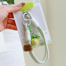 1pc Dopamine Short Phone Lanyard Wrist Strap, Colorful Patchwork Fruit Keychain Pendant, Durable Anti-Loss Short Rope - Multicolor - View 5