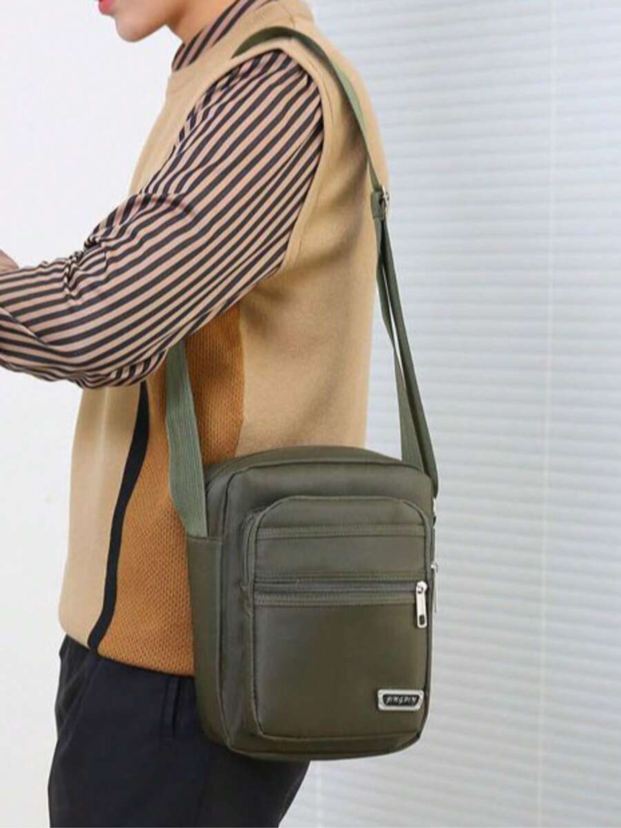 Unisex Oxford Fabric Square Bag, Large Capacity, Multi-Layer Waterproof, Crossbody Shoulder Bag, Adjustable Strap, Canvas Portable Business Small Bag - Multicolor - View 1
