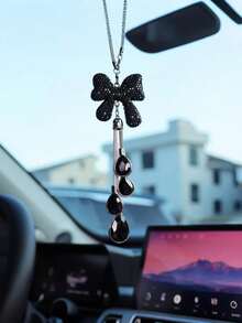Ornamenti da auto di lusso con fiocco di strass, decorazione per specchietto retrovisore con nappe di cristallo a goccia d'acqua, ciondolo decorativo accattivante per interni auto da ragazza - A - Visualizzare 11