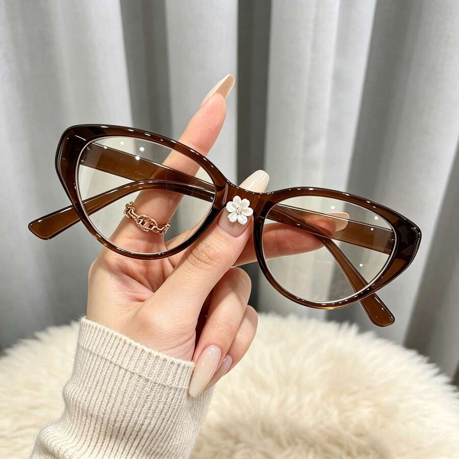 1件女款個性化迷人精緻時尚貓眼眼鏡 - 透明 - 查看 1
