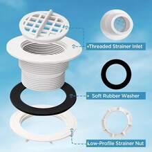 Amptyhub Threaded Inlet Strainer Kit Incl. Rubber Washer And Strainer Nut | Fits Intex Filter Pumps W/ 1-1/2" Hoses (1) - ColorA - View 6