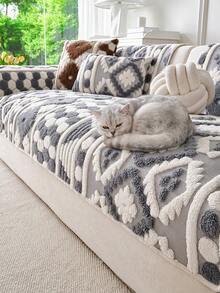 1pc All-Season Universal Sofa Cover, Modern Minimalist Non-Slip Sofa Seat Cushion Cover, Dust-Proof, Dirt-Resistant, Machine Washable, Hand Washable, Fresh Fashionable Soft Non-Fading Non-Shedding Sofa Cover Cloth, Bedroom Decor, Pet-Friendly Protective Cover, Adjustable Corner Sofa Cover Suitable For Bedroom, Office, Living Room, Combination Furniture, L-Shaped Sofa And 1234-Seater Sofa - Grey - View 2