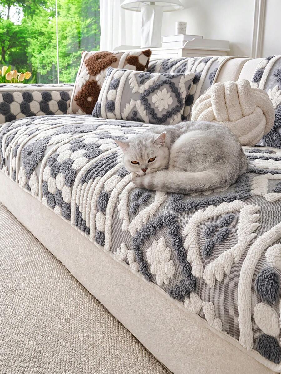 1pc All-Season Universal Sofa Cover, Modern Minimalist Non-Slip Sofa Seat Cushion Cover, Dust-Proof, Dirt-Resistant, Machine Washable, Hand Washable, Fresh Fashionable Soft Non-Fading Non-Shedding Sofa Cover Cloth, Bedroom Decor, Pet-Friendly Protective Cover, Adjustable Corner Sofa Cover Suitable For Bedroom, Office, Living Room, Combination Furniture, L-Shaped Sofa And 1234-Seater Sofa