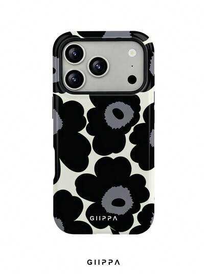 GIIPPA 1pc White Base With Black Floral Pattern Design, Phone 17 Pro Max Phone Case, Compatible With Phone 16 Pro Max, 15 Pro Max, 14 Pro Max, Korean-Style High-End Fashionable And Fun Phone Case, Compatible With 11/12/13/14/15/16 Pro Max Plus, Elegant Design Suitable For Men And Women, Perfect Gift For Girlfriend On Christmas, Valentine's Day, Easter, Wedding Season And Birthday!