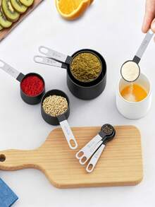 8pcs Stainless Steel Measuring Cups And Spoons Set With Handles, Includes Coffee Spoon, Flour Spoon, Measuring Spoon, Suitable For Dry And Wet Ingredients, Dishwasher For Cooking, Essential Kitchen Tool For Baking - Multicolor - View 6