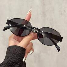 1 Pair Oval Metal Frame Glasses, Fashionable And Versatile, Suitable For Daily Outings, Beach Vacations, Street Photography, Also Perfect For Summer Seaside Trips, Outdoor Activities And Travel - Multicolor - View 12