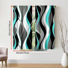 2pcs/Set Multi-Color Modern Abstract Line Design Curtains - Rod Pocket Design, Privacy Protection, Easy Installation, Suitable For Bedroom, Living Room, Bathroom And Other Daily Decor, Machine Washable, Digital Print, 100% Polyester Material, Good Light Transmission, Decorative Sheer Curtains, 90g/Sqm - Multicolor - View 9