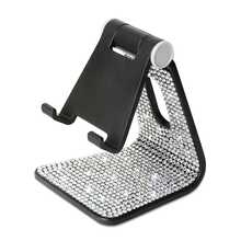 1 pieza Soporte de teléfono con strass Negro & Blanco Soporte de escritorio Adecuado para teléfono y tableta Accesorio de decoración de oficina - multicolor - Ver 3