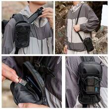 1pc MOLLE Tactical Mini Shoulder Pouch, Multi Compartment With Elastic Bungee Cord, Thickened Tear Resistant Nylon For Daily Hiking Camping, Crossbody Phone Coin Bag - Multicolor - View 2