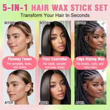 Goiple Hair Wax Stick Set For Flyaways Slick Back, Moisturizing Hair Wax Stick, Long-Lasting Shaping, Non-Greasy, Smooth Frizzy And Fine Hair, Styling Brush, Create Smooth Hairstyle, For Buns, Ponytails Hairs & Edge Control - Multicolor - View 7