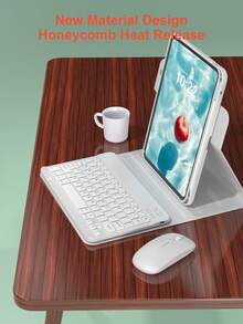 360°旋轉鍵盤保護殼與滑鼠套組，相容 iPad A16 11代/10代/9代/8代/7代/6代/5代、Air 10.9"/11"/10.5"/9.7" 及 Pro 11 (1代/2代/3代/4代)，內建筆槽，可拆卸式無線鍵盤 (150mAh 電池)，PU 皮革保護殼，灰色 - Gray 360-Rotation Mouse and Keyboard - 查看 6