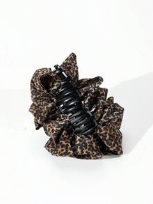 1件裝 女款 14cm/5.51英吋 素色布藝豹紋雲朵雙面蝴蝶結大號髮夾，適合日常/約會/通勤的多功能髮飾 - 彩色 - 查看 6