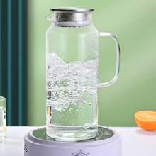 1件 2L/68oz 方形玻璃水壺附蓋與手把，適用冰箱、冰茶與咖啡壺飲料分裝，耐熱硼矽玻璃，適用熱飲、冷飲與牛奶壺 - 彩色 - 查看 3