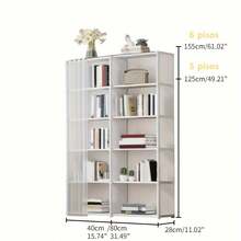 Freestanding Open Multi-Tier Storage Bookshelf, Easy Assembly Display Storage Rack, Large Capacity DIY Cubby Storage Cabinet, Suitable For Clothes, Books, Toys, Ideal For Bedroom, Living Room, Study, Office, Space-Saving Divided Storage Rack - Multicolor - View 4