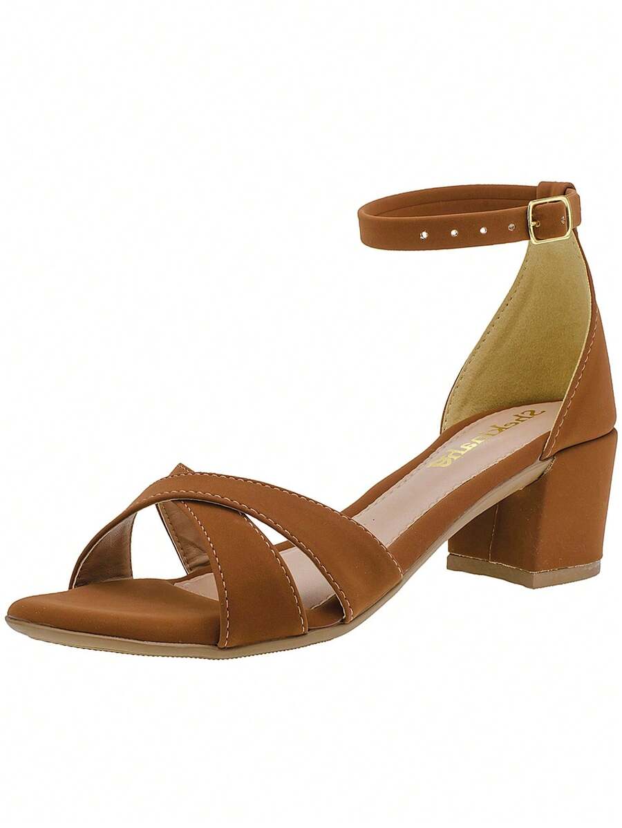 Women's Sandals Low Square Heel Shekinah Nubuck Party X Fashion Launch Casual Classic Social Church - 駝色 - 查看 1