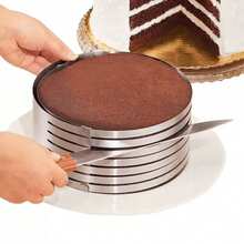Aro ajustable para cortar tortas / Cortador circular de pasteles ajustable / Nivelador de bizcocho ajustable / Molde circular para cortar capas de torta / Herramienta de repostería ajustable / Aro de acero inoxidable para tortas / Cortador de capas ajustable / Aro ajustable para repostería - 20 cm x 8 cm - Ver 2