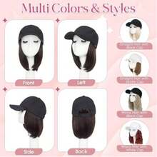 Wig, Baseball Cap With Hair Attached For Women, Adjustable Hat Wig With Heat Resistant Synthetic, 6 Inch, Baseball Cap With Hair Extensions In Straight Or Curly Styles - Multicolor - View 3